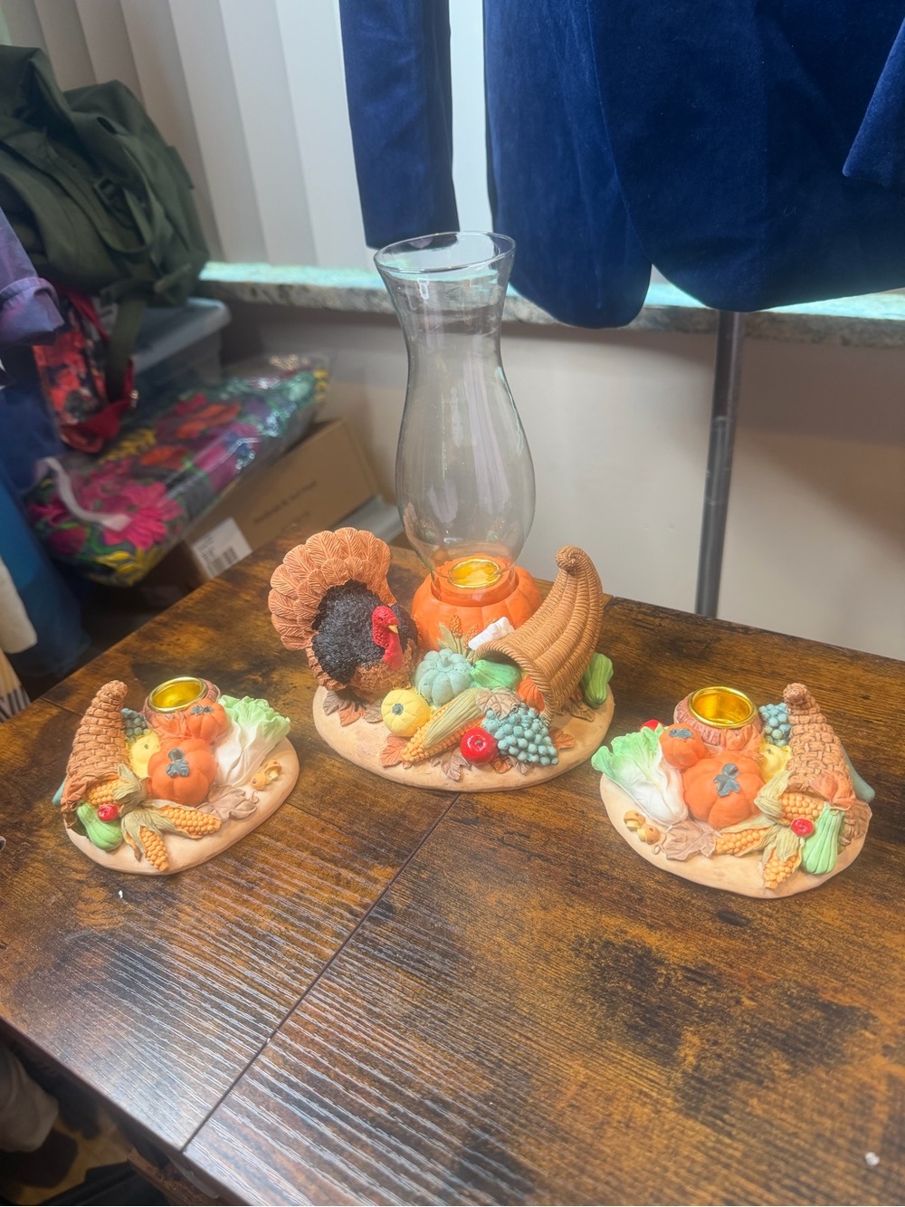 Vintage Ceramic Cornucopia Centerpiece: Retro Thanksgiving Table Decor NEW